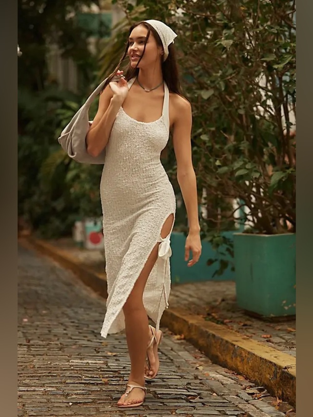 Free People Free-est X Sea Foam White Midi Dress Size Large NWT